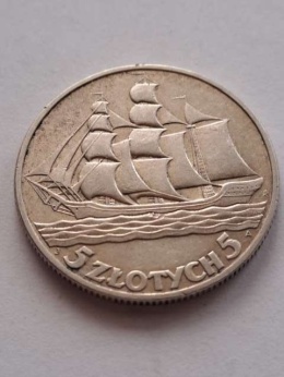 5 zł Żaglowiec 1936 r