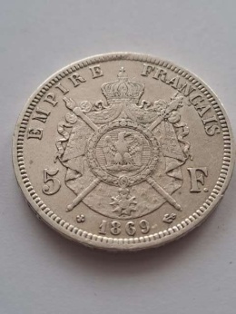 Francja 5 Franków Napoleon III 1869 r