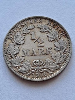 Niemcy 1/2 Marki Wilhelm II 1906 r E