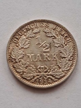 Niemcy 1/2 Marki Wilhelm II 1914 r A