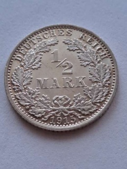 Niemcy 1/2 Marki Wilhelm II 1915 r A