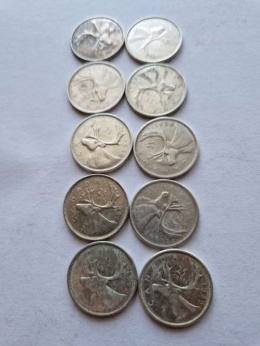 Kanada 25 centów 10 szt różne lata