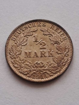 Niemcy 1/2 Marki Wilhelm II 1914 r A