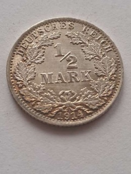 Niemcy 1/2 Marki Wilhelm II 1914 r A