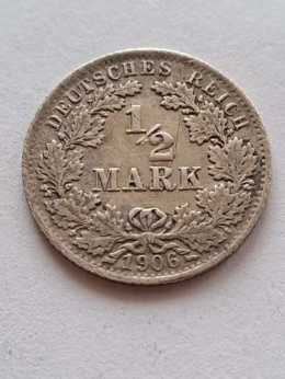 Niemcy 1/2 Marki Wilhelm II 1906 r A