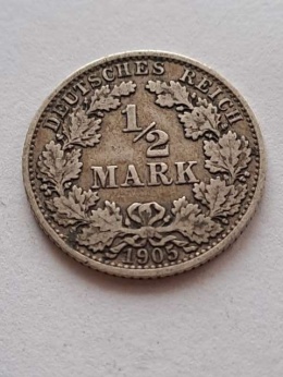 Niemcy 1/2 Marki Wilhelm II 1905 r A