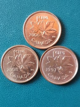 Kanada 1 Cent Lot 3 szt rózne Lata