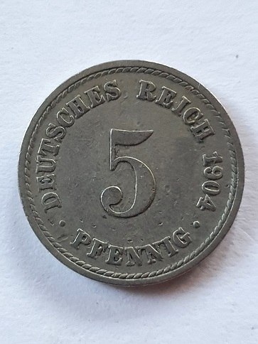 Niemcy 5 Pfennig 1904 r Litera A -