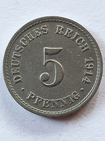 Niemcy 5 Pfennig 1914 r Litera A