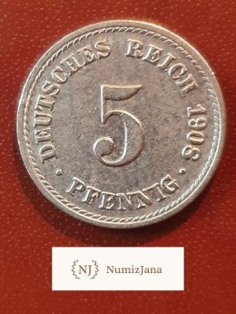 Niemcy 5 Pfennigow 1908 litera A