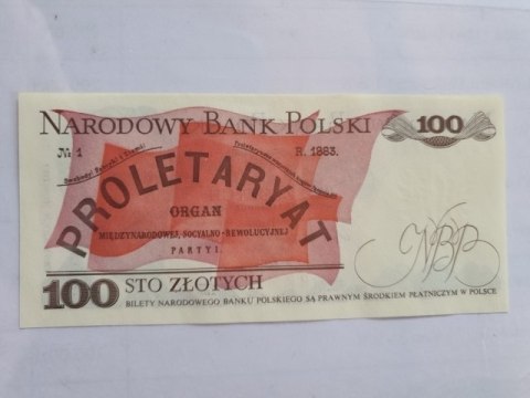 Banknot 100 zł Ludwik Waryński 1986 r seria RR