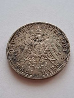 Niemcy 3 Marki Prusy 1909 r