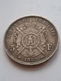 Francja 5 Franków Napoleon III 1869 r