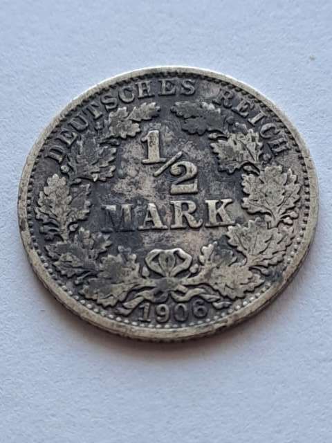 Niemcy 1/2 Marki Wilhelm II 1906 r A