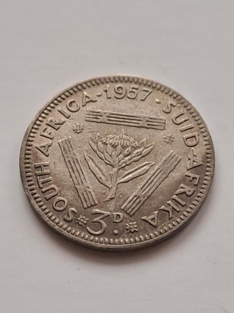 Suid Afrika 3 pensy Elżbieta II 1957 r