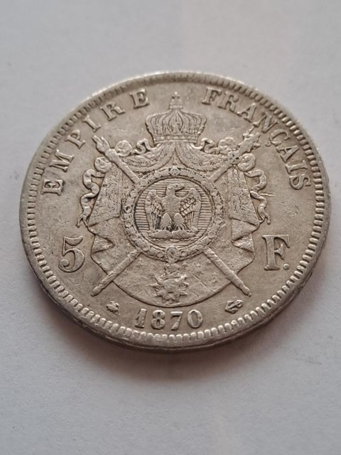 Francja 5 Franków Napoleon III 1870 r