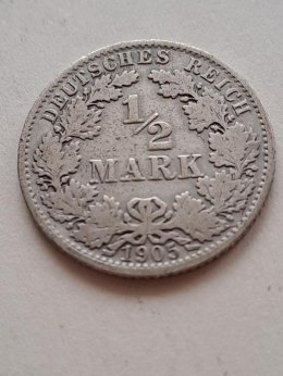 Niemcy 1/2 Marki Wilhelm II 1905 r A