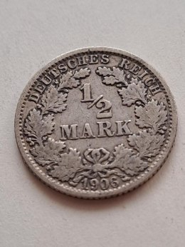 Niemcy 1/2 Marki Wilhelm II 1906 r F