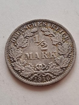 Niemcy 1/2 Marki Wilhelm II 1916 r A