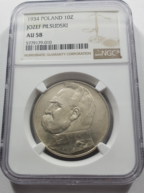 10 zł Piłsudski 1934 r urzędowy NGC AU 58