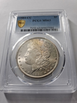 USA Dollar Morgan 1884 r CC PCGS MS 63