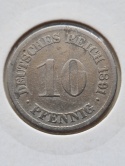 Niemcy 10 Pfenning Wilhelm II 1891 r F