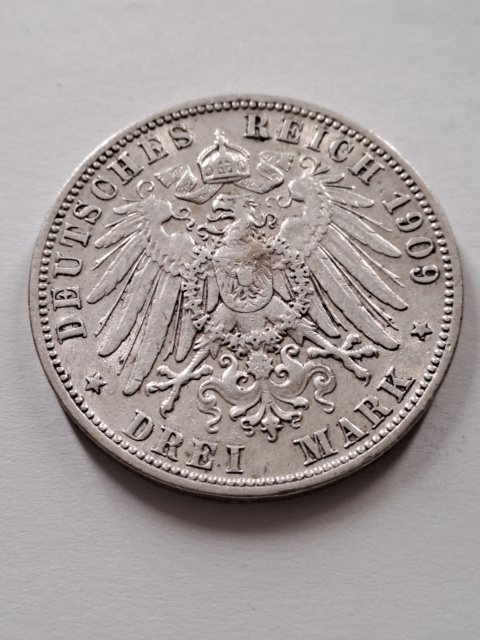 Niemcy 3 Marki Wirtembergia 1909 r