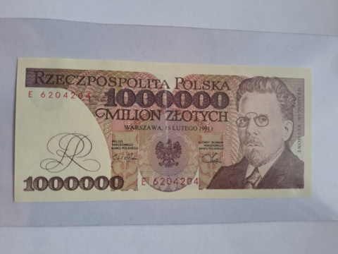 Banknot 1000000 zł W. Reymont 1991 r