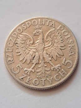 5 zł Głowa Kobiety 1933 r