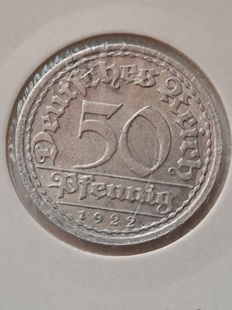 Niemcy 50 Pfenning Weimar 1922 r A