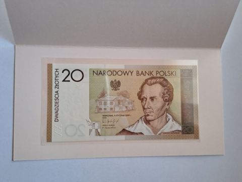 Banknot 20 zł Juliusz Słowacki 2009 r stan UNC