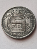 Belgia 5 Franków 1945 r