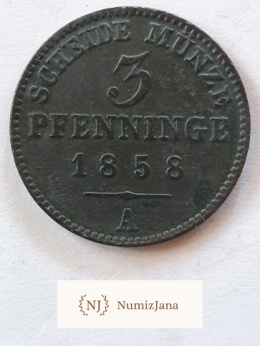 3 Pfennigi Schwarzburg Sondershausen 1858 r