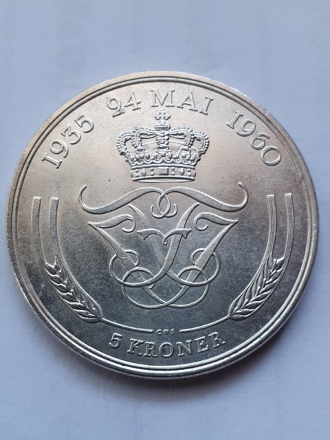Dania 5 Koron Frederik IX zaślubiny 1935-1960 r