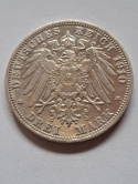 Niemcy 3 Marki Friedrich II von Baden 1910 r