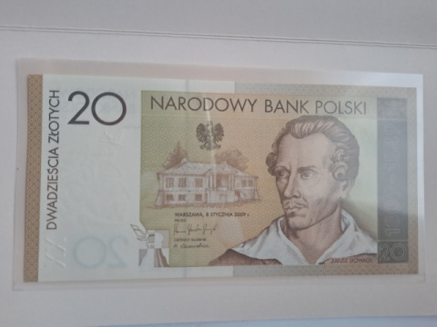 Banknot 20 zł Juliusz Słowacki 2009 r stan UNC