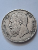 Belgia 5 Franków Leopold II 1873 r