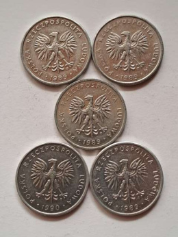 5 zł Lot 5 szt 1989 r