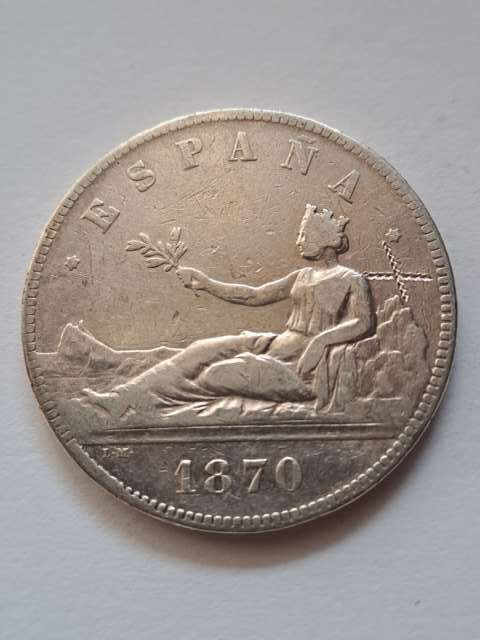 Hiszpania 5 Pesetas Rząd Tymczasowy 1870 r