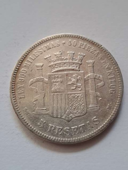 Hiszpania 5 Pesetas Rząd Tymczasowy 1870 r