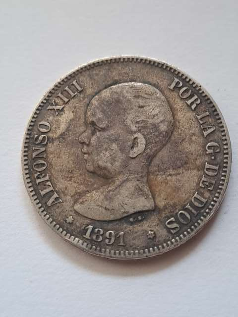 Hiszpania 5 Pesetas Alfonso XIII 1891 r