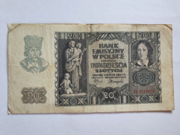 Banknot 20 zł 1940 r seria H