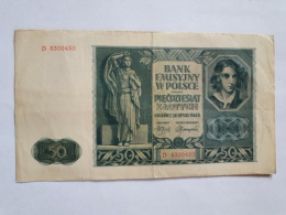 Banknot 50 złotych 1941 r seria D