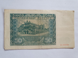 Banknot 50 złotych 1941 r seria D