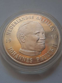 Antyle Holenderskie 25 Guldenów 1990 r Wizyta Papieża