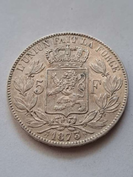 Belgia 5 Franków Leopold II 1873 r