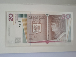 Banknot 20 zł Jan Długosz 2015 r niszy numer stan UNC