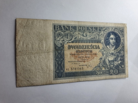 Banknot 20 zł 1931 r seria AS