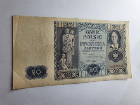 Banknot 20 zł 1936 r seria DK