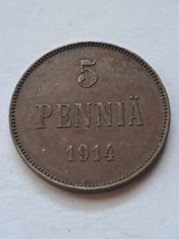 Finlandia 5 Pennia Mikołaj II 1914 r